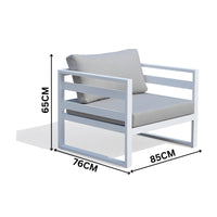 Bellavista 1+1+2 Seater Set Outdoor Chair Sofa Lounge Aluminium Frame White