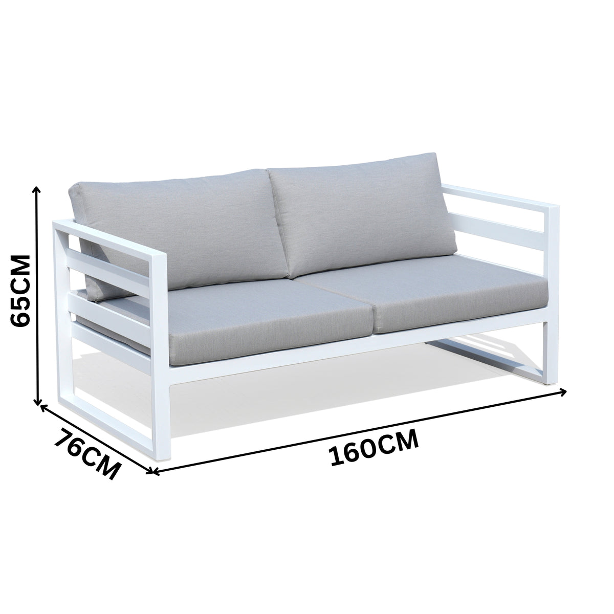 Bellavista 2 Seater Outdoor Sofa Lounge Aluminium Frame White