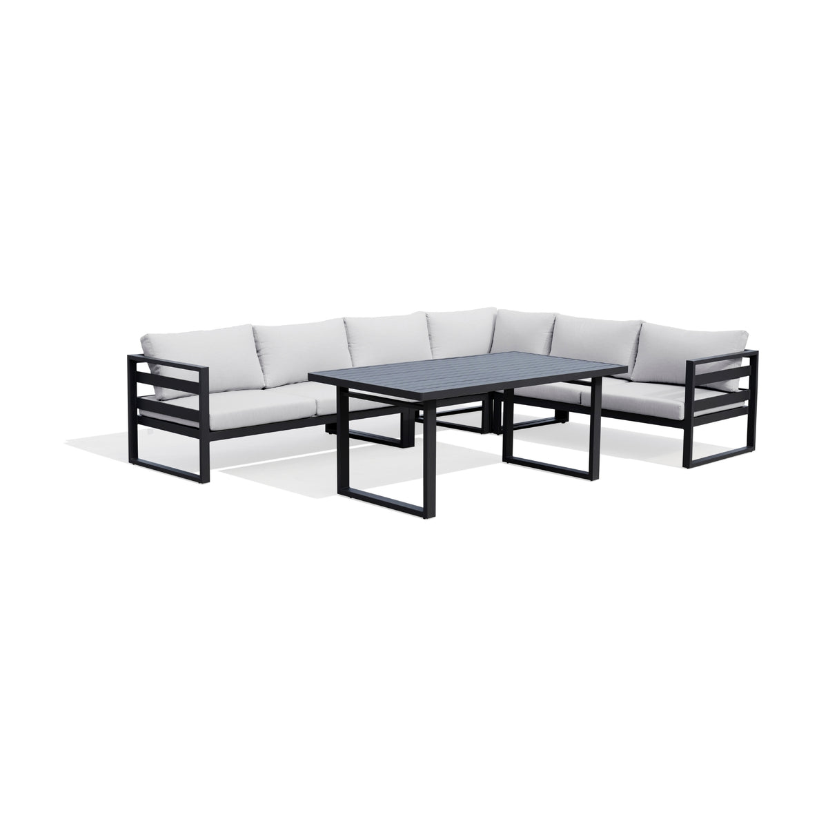 Bellavista 5pc Outdoor Corner Modular Lounge Set Aluminium Dining Setting Charcoal