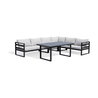 Bellavista 5pc Outdoor Corner Modular Lounge Set Aluminium Dining Setting Charcoal