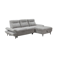 Bellemave 2 Seater Fabric Sofa Bed RHF Storage Chaise Grey