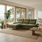 Bellemave 2 Seater Fabric Sofa Bed LHF Storage Chaise Green