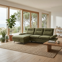 Bellemave 2 Seater Fabric Sofa Bed LHF Storage Chaise Green
