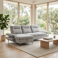 Bellemave 2 Seater Fabric Sofa Bed LHF Storage Chaise Grey