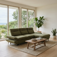 Bellemave 2 Seater Fabric Sofa Bed RHF Storage Chaise Green