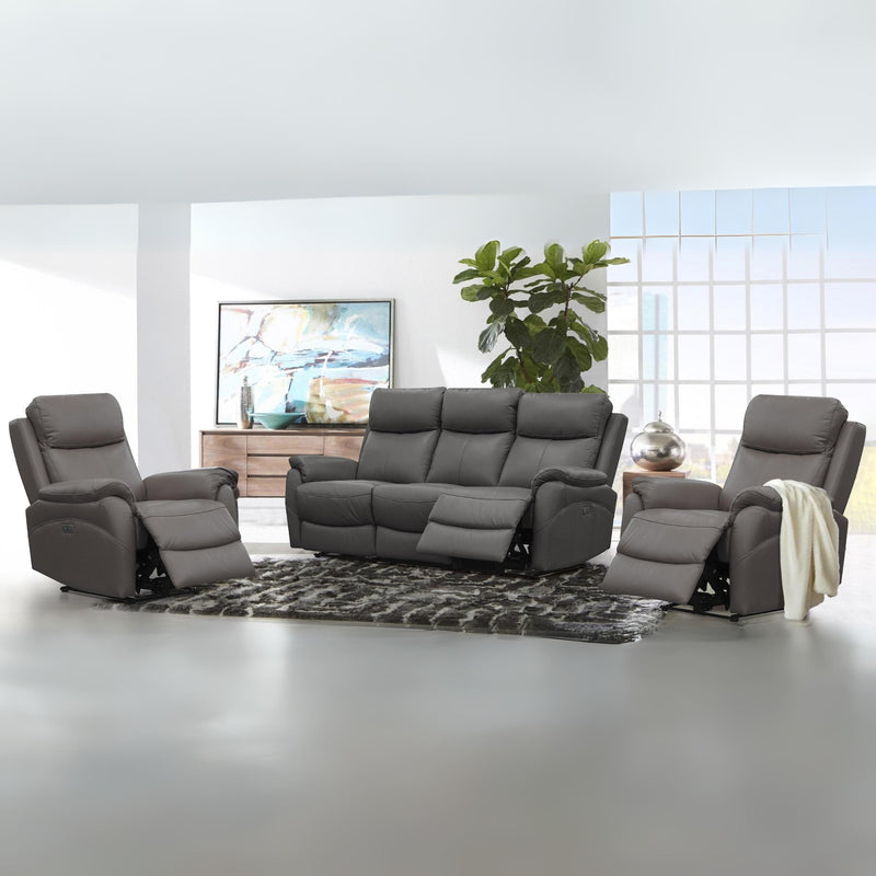 Berkeley Leather Electric Recliner Sofa Suite 3 + 1 + 1 Gunmetal