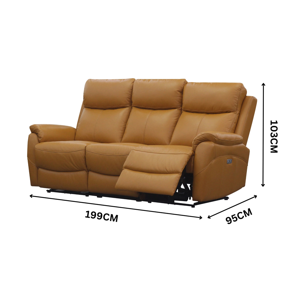 Berkeley Leather Electric Recliner Sofa Suite 3 + 1 + 1 Tangerine