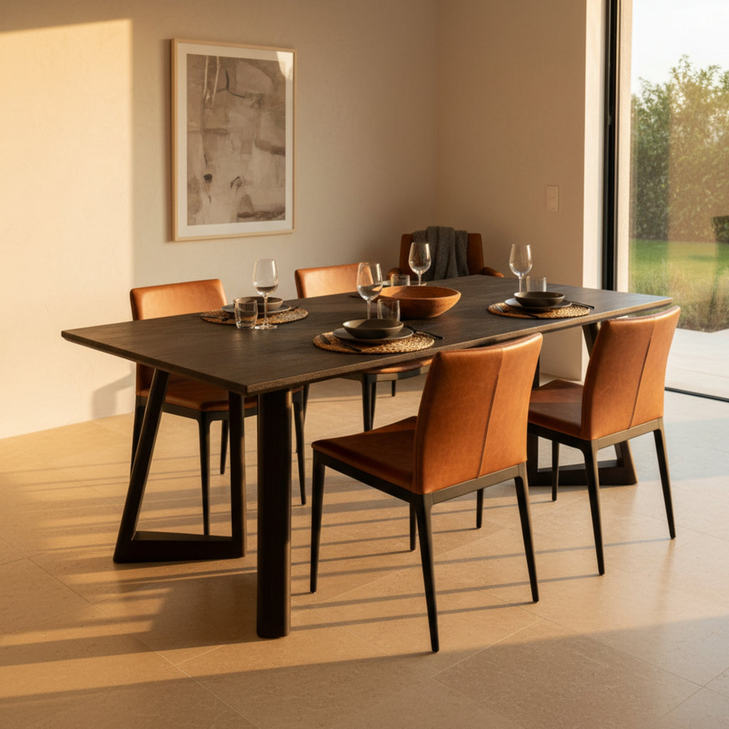 Besteneer 220cm Solid Timber Dining Table Chocolate