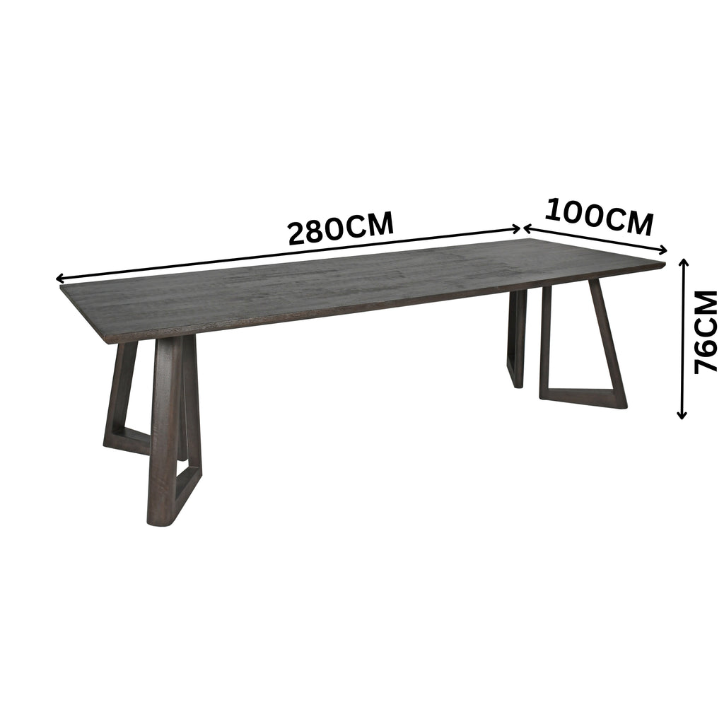 Besteneer 280cm Solid Timber Dining Table Chocolate