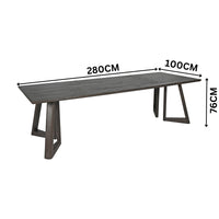 Besteneer 280cm Solid Timber Dining Table Chocolate