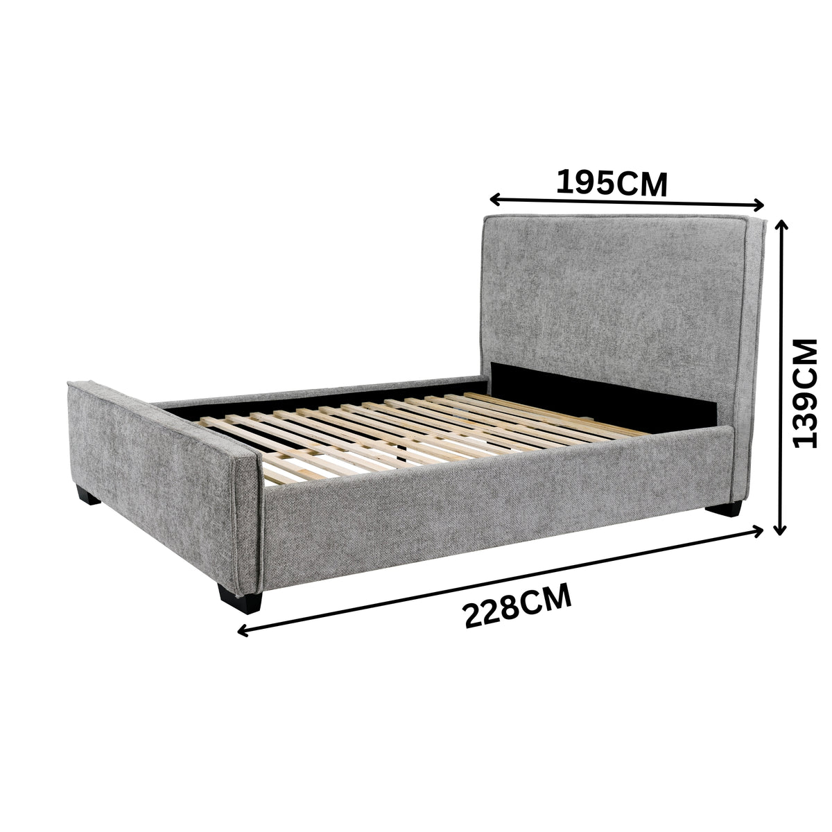 Bettany King Fabric Bed Frame Grey
