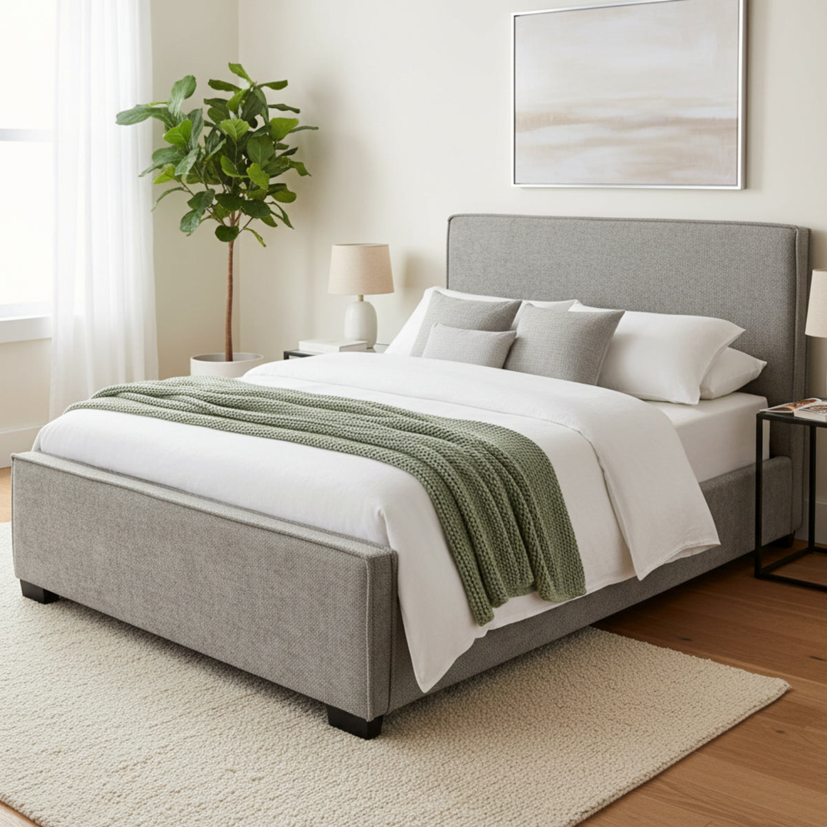 Bettany Queen Fabric Bed Frame Grey