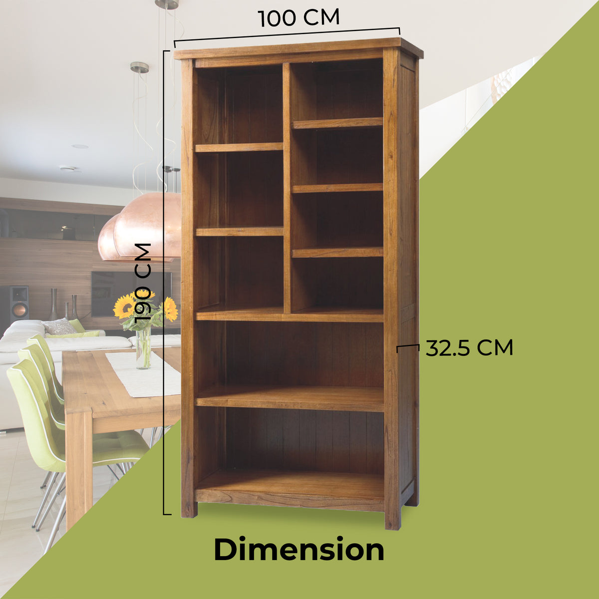 Birdsville Bookshelf Bookcase Display Unit Solid Mt Ash Timber Wood - Brown