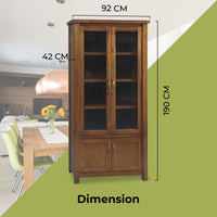 Birdsville Display Unit Glass Door Bookcase Solid Mt Ash Timber Wood - Brown