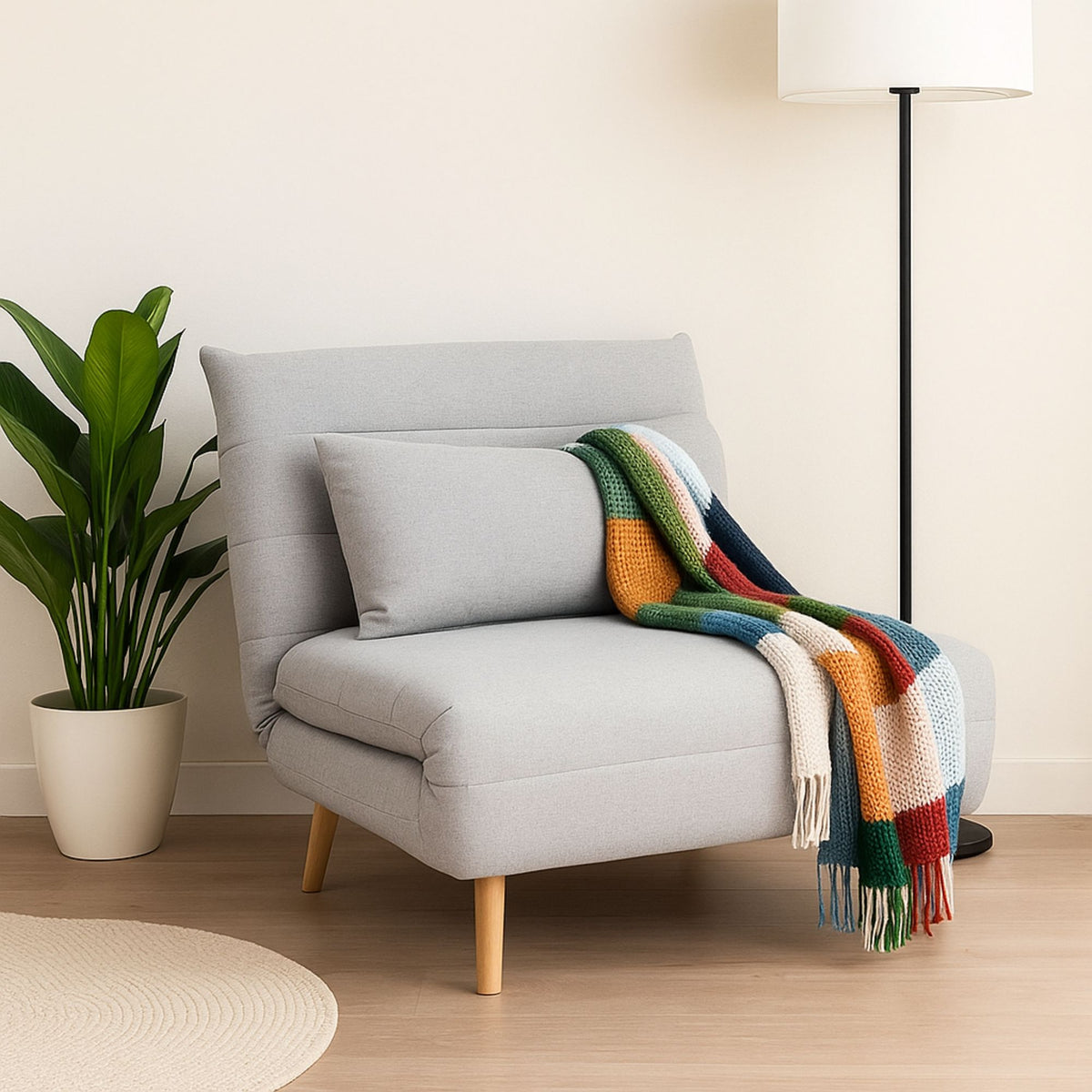 Bishop Single Sofa Bed Grey 
