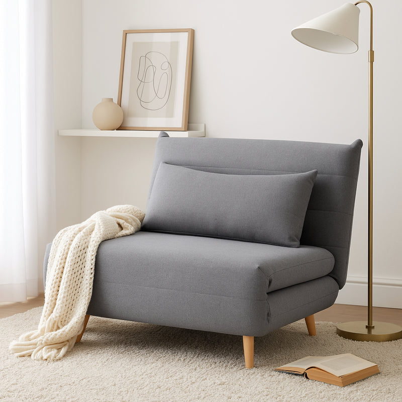 Bishop Single Sofa Bed Light Charcoal 