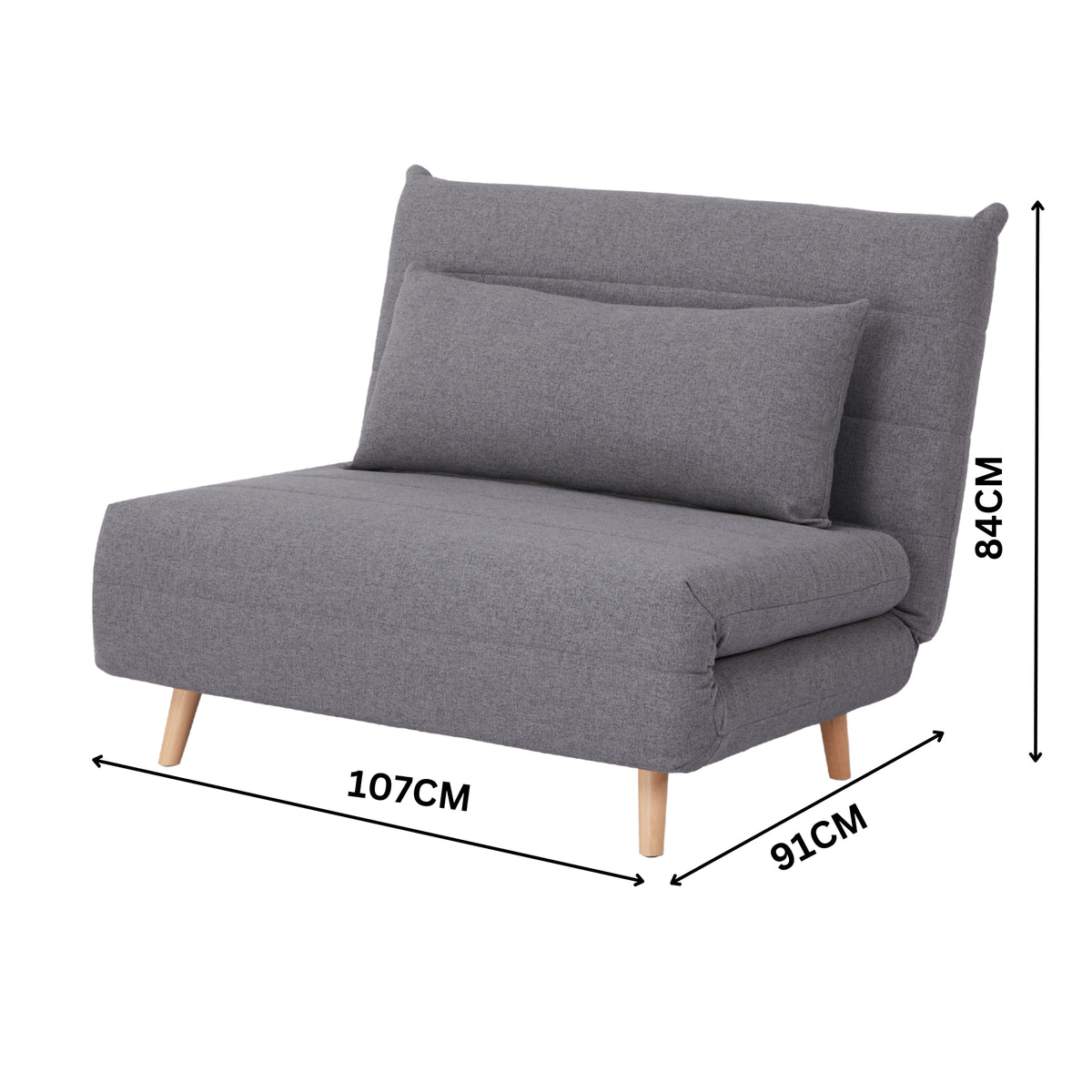 Bishop Single Sofa Bed Light Charcoal 