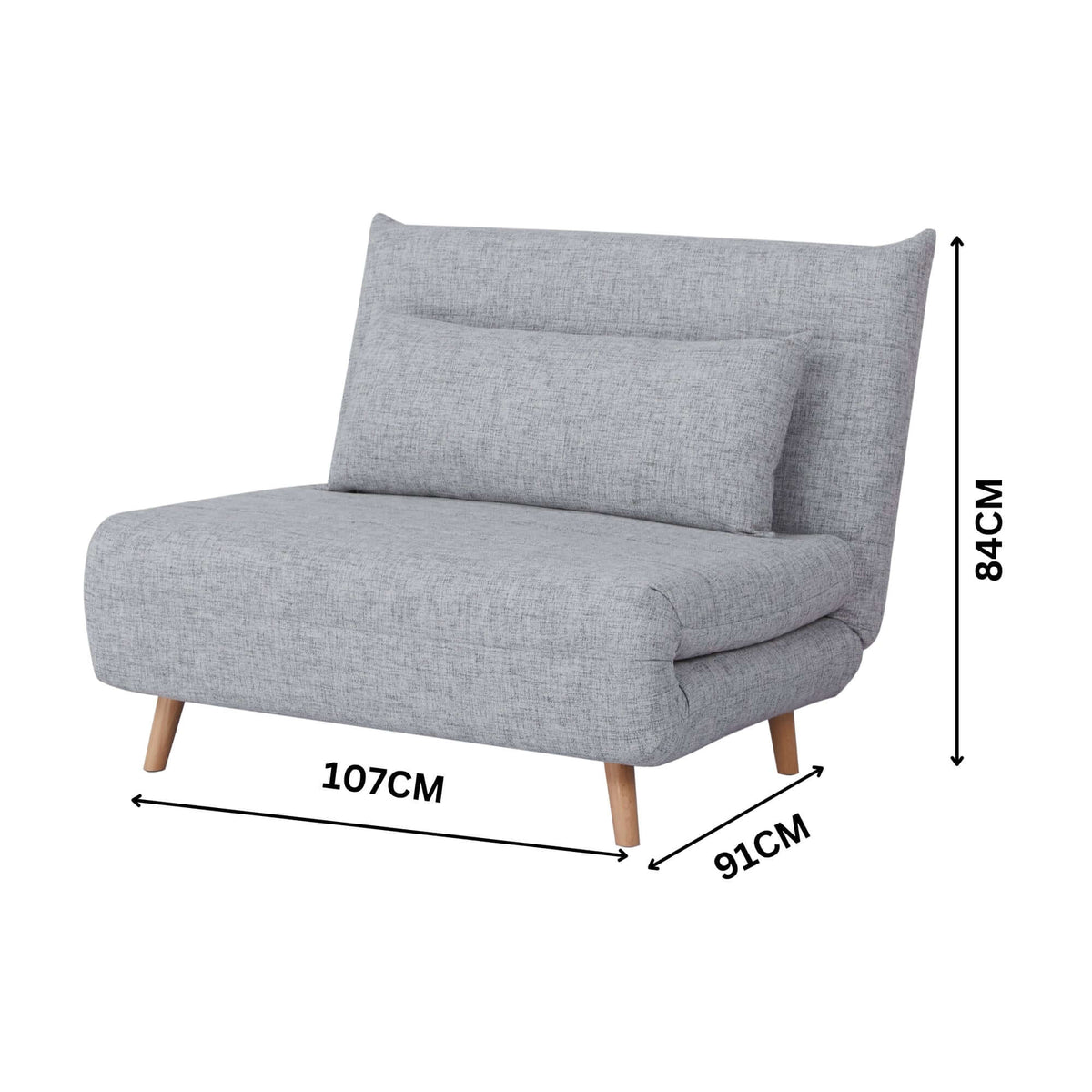 Bishop Single Sofa Bed Light Grey 