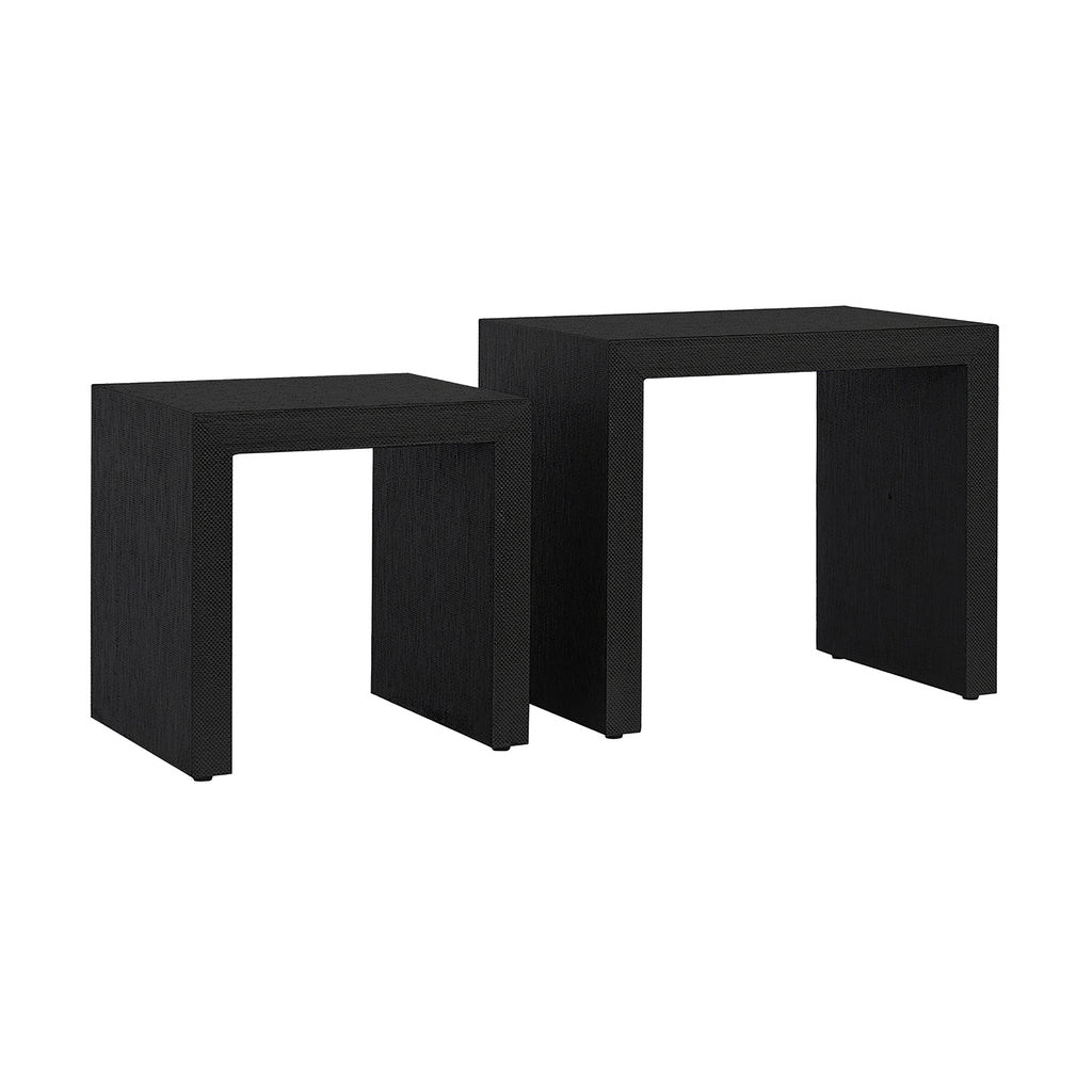 Bondi Grasscloth Nesting Tables Set of 2 Black