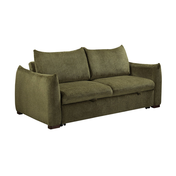 Bondie 3 Seater Fabric Sofa Pullout Bed Green