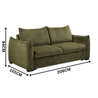 Bondie 3 Seater Fabric Sofa Pullout Bed Green