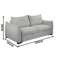 Bondie 3 Seater Fabric Sofa Pullout Bed Grey