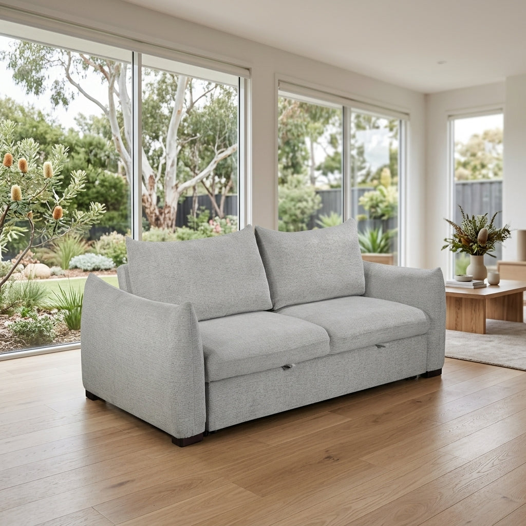 Bondie 3 Seater Fabric Sofa Pullout Bed Grey