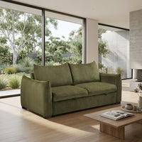 Bondie 3 Seater Fabric Sofa Pullout Bed Green