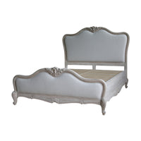 Bordeaux Queen Bed Frame French Provincial Upholstered Grey Wash