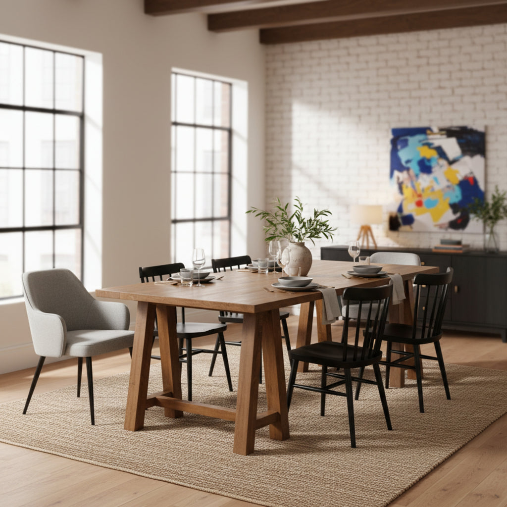 Bowral 220cm Solid Timber Dining Table French Grey
