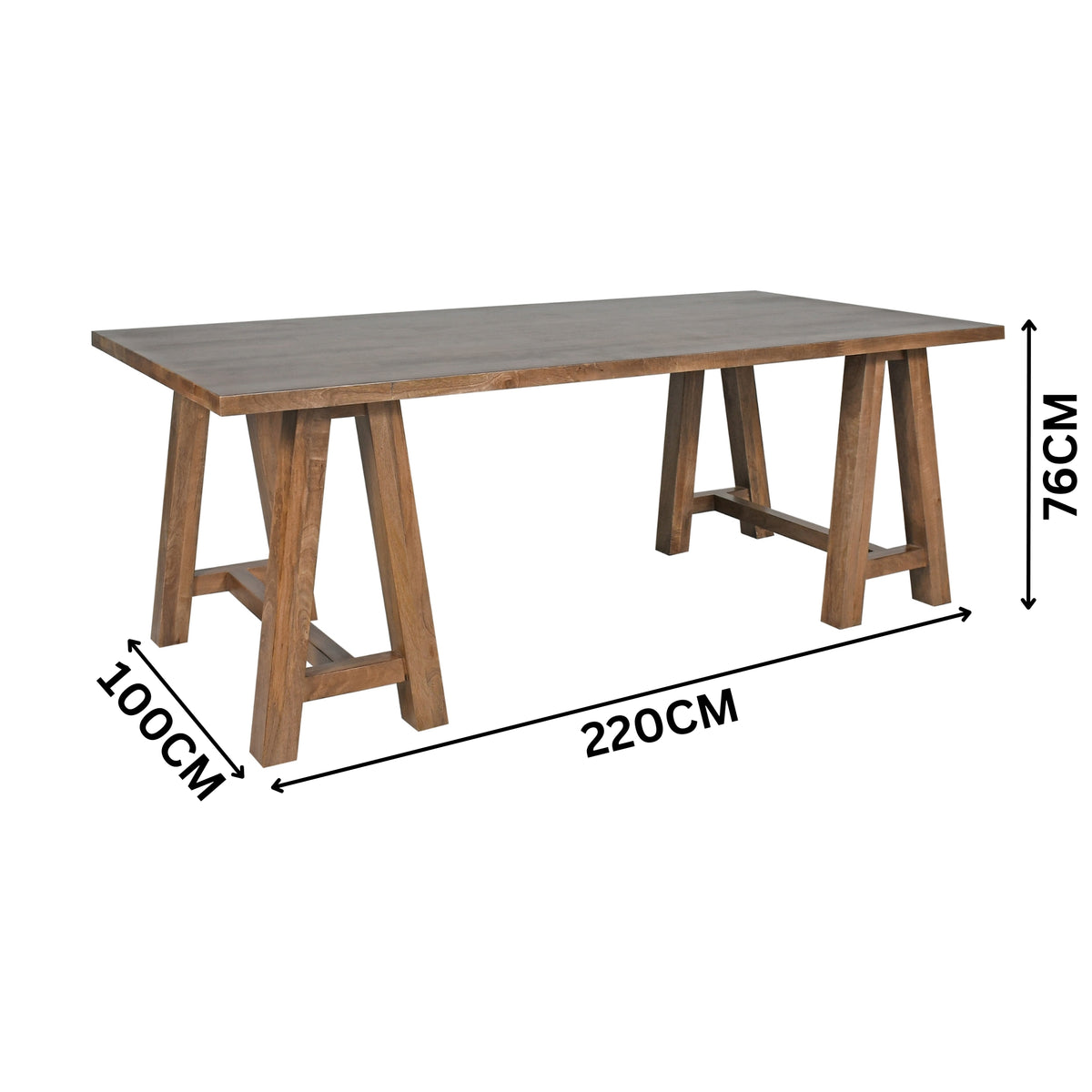 Bowral 220cm Solid Timber Dining Table French Grey