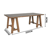 Bowral 220cm Solid Timber Dining Table French Grey