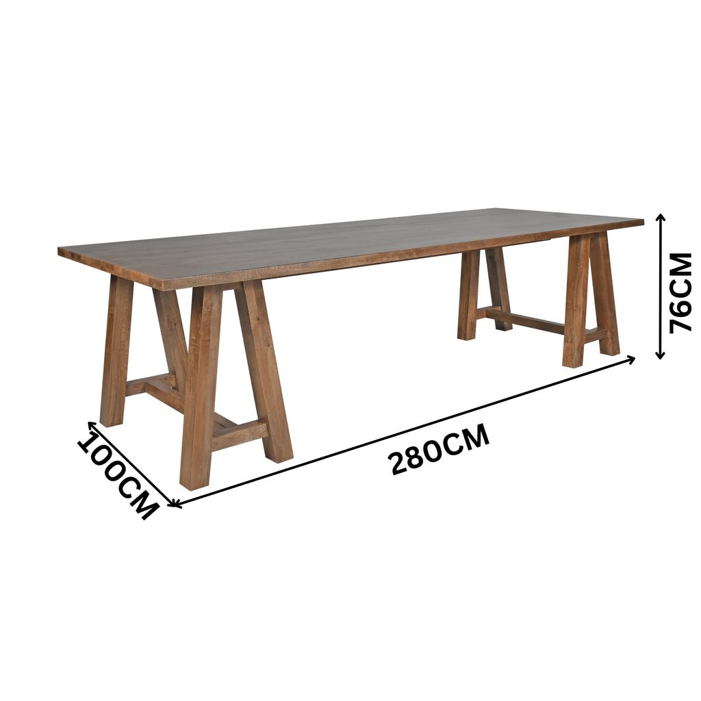 Bowral 280cm Solid Timber Dining Table French Grey