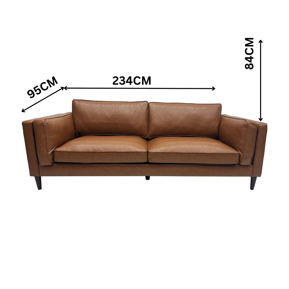 Brahm 3 Seater Sofa Premium Faux Leather Tan