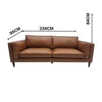 Brahm 3 Seater Sofa Premium Faux Leather Tan