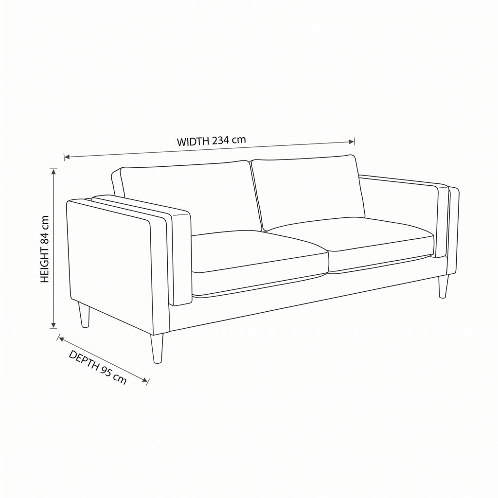 Brahm 3 Seater Sofa Premium Faux Leather Tan