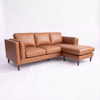 Brahm 3 Seater Sofa Reversible Chaise Premium Faux Leather Tan