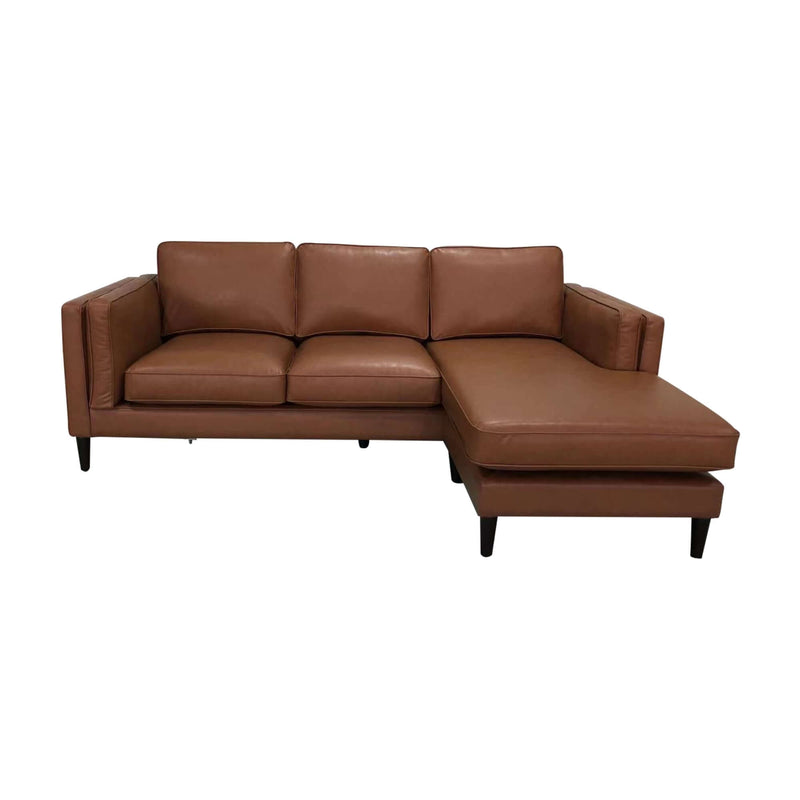 Brahm 3 Seater Sofa Reversible Chaise Premium Faux Leather Tan