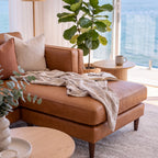 Brahm 3 Seater Sofa Reversible Chaise Premium Faux Leather Tan