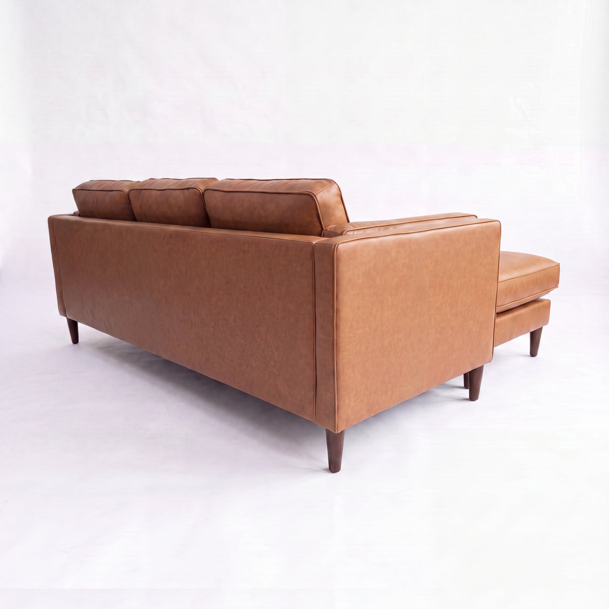 Brahm 3 Seater Sofa Reversible Chaise Premium Faux Leather Tan