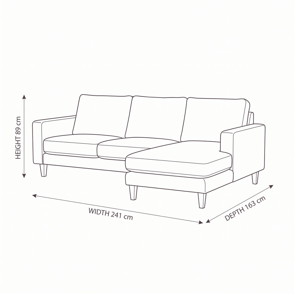 Brahm 3 Seater Sofa Reversible Chaise Premium Faux Leather Tan