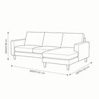 Brahm 3 Seater Sofa Reversible Chaise Premium Faux Leather Tan