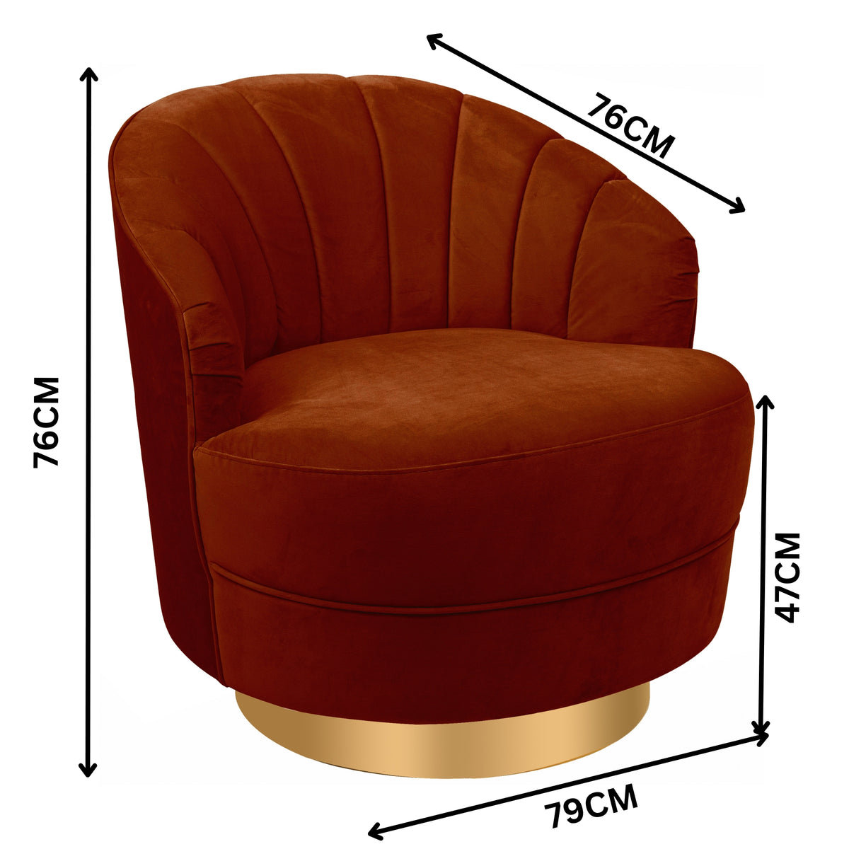 Bronte Swivel Accent Chair Rust Orange