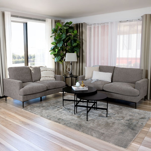 Brontee 2 + 3 Set Seater Fabric Sofa Slate Grey