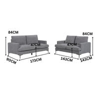 Brontee 2 + 3 Set Seater Fabric Sofa Slate Grey