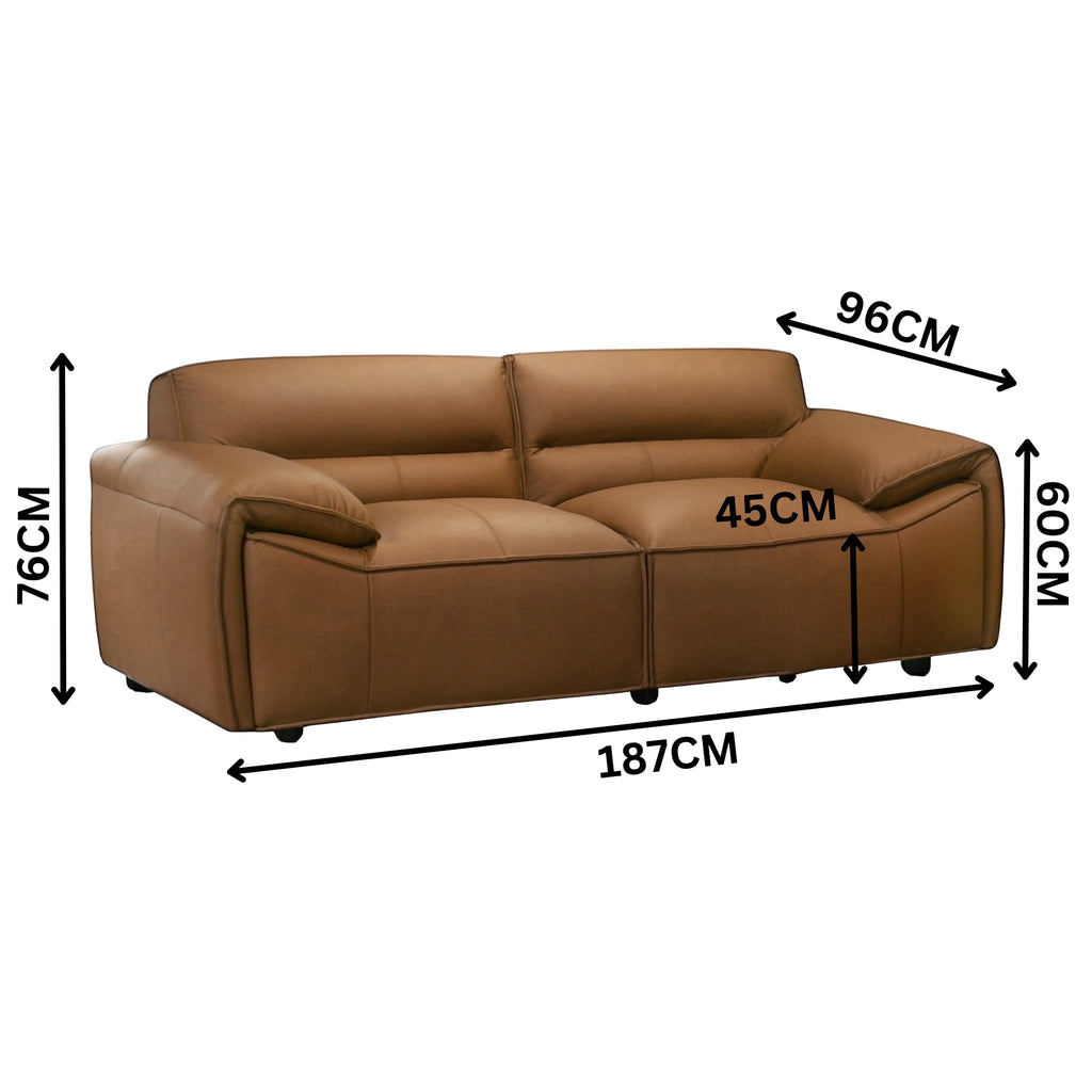 Brunelli 2 Seater Sofa Genuine Leather Tan