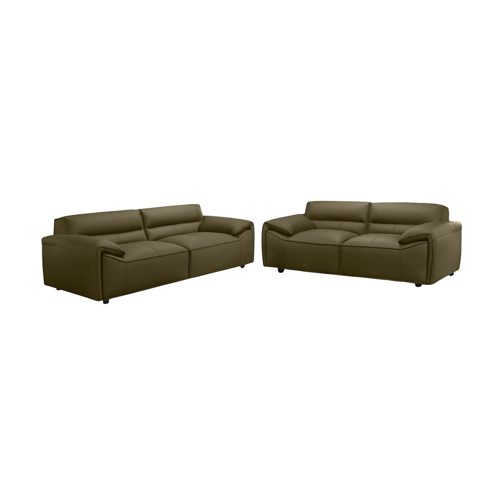 Brunelli 2+3 Seater Set Sofa Genuine Leather Olive Green