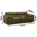 Brunelli 2+3 Seater Set Sofa Genuine Leather Olive Green
