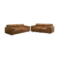 Brunelli 2+3 Seater Set Sofa Genuine Leather Tan
