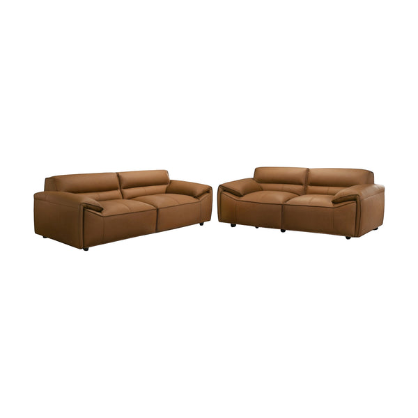 Brunelli 2+3 Seater Set Sofa Genuine Leather Tan
